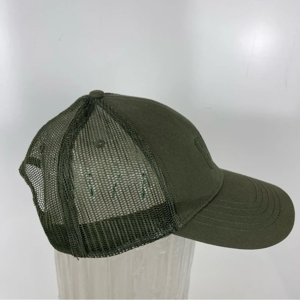 NEW CAT Caterpillar Raised Logo Trucker Hat Olive Green Unisex Baseball Cap OS